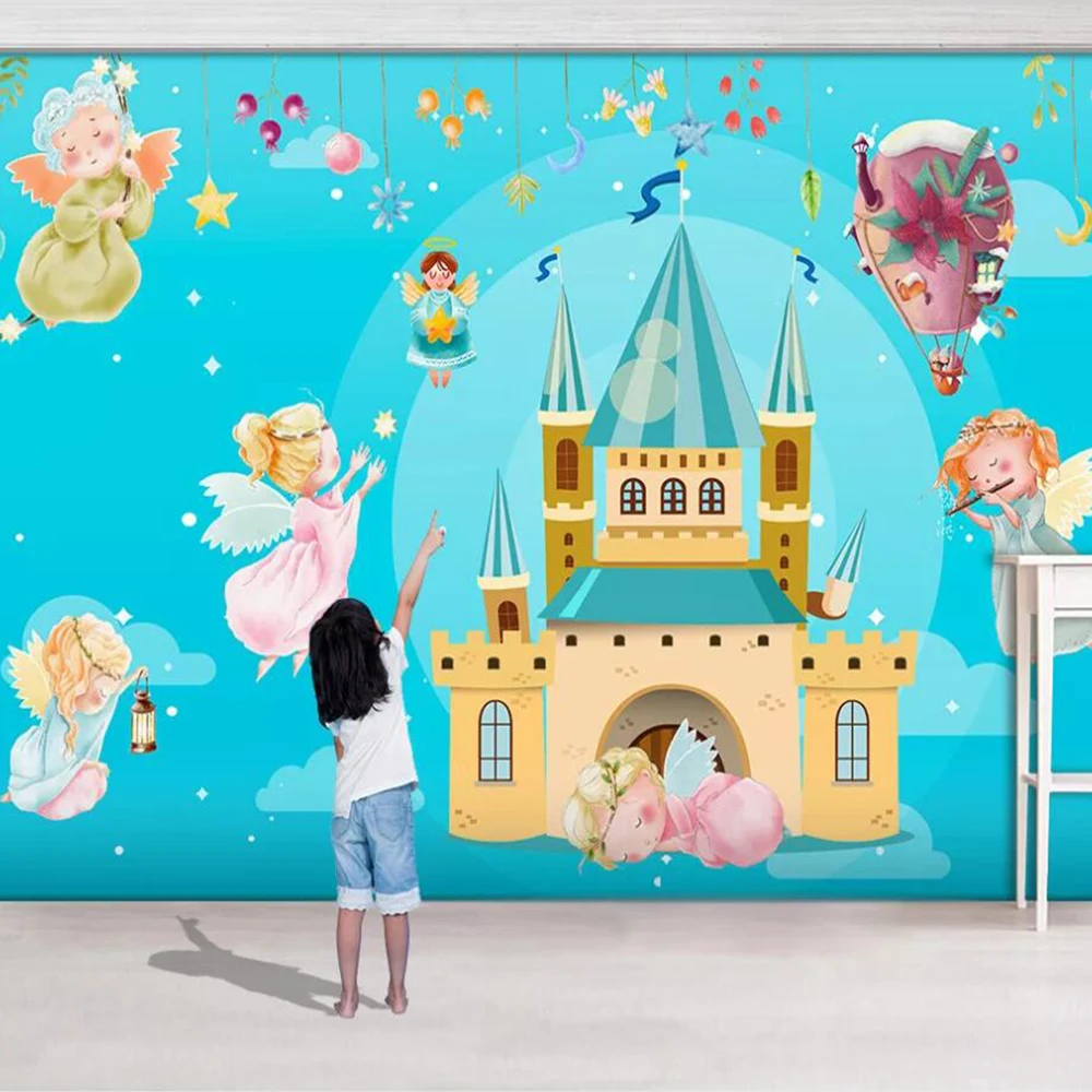 3D обои Milofi на заказ Фреска замок феи эльф воздушный шар фон для детской комнаты