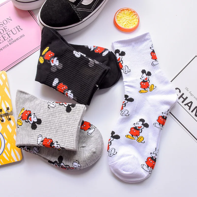 Женские носки в Корейском стиле с милыми мультяшными мышками Модные забавные