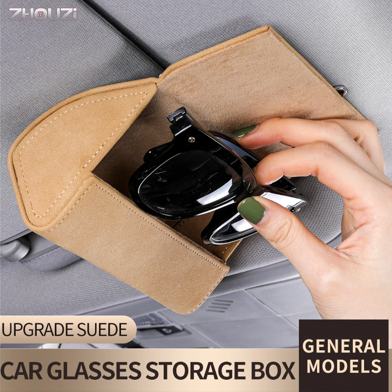 

Suede ؜Car Visor Sunglasses Case Eyeglasses Holder Eye Glasses Box Organizer Sunshade Storage Box Auto Accessories