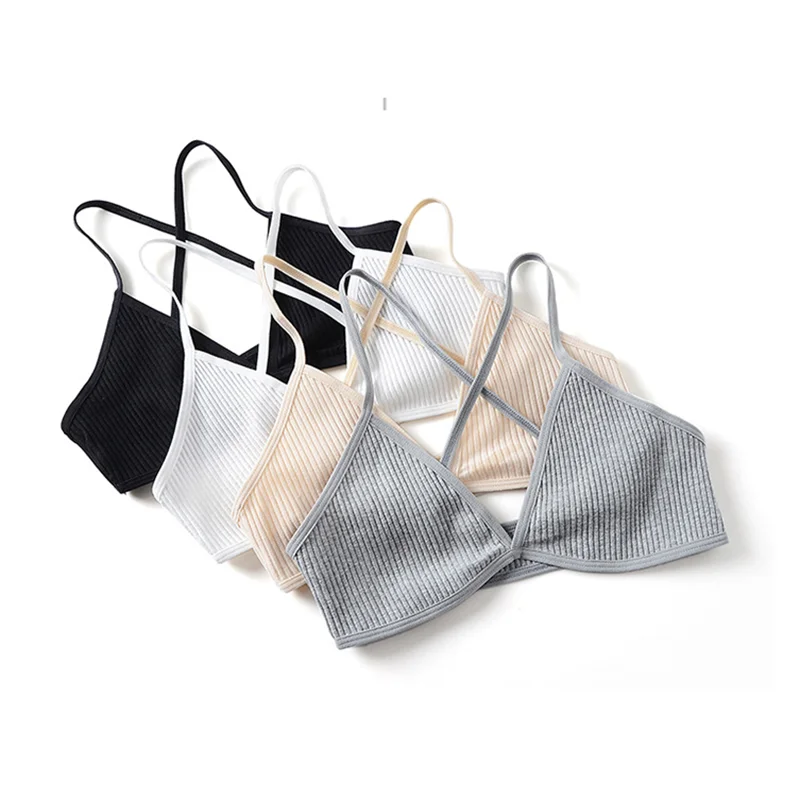 

Comfort Cotton Women Bra Deep V Bralette Ultra Thin French Style Underwear Triangle Cup Wireless Sexy Lingerie Thread Brassiere