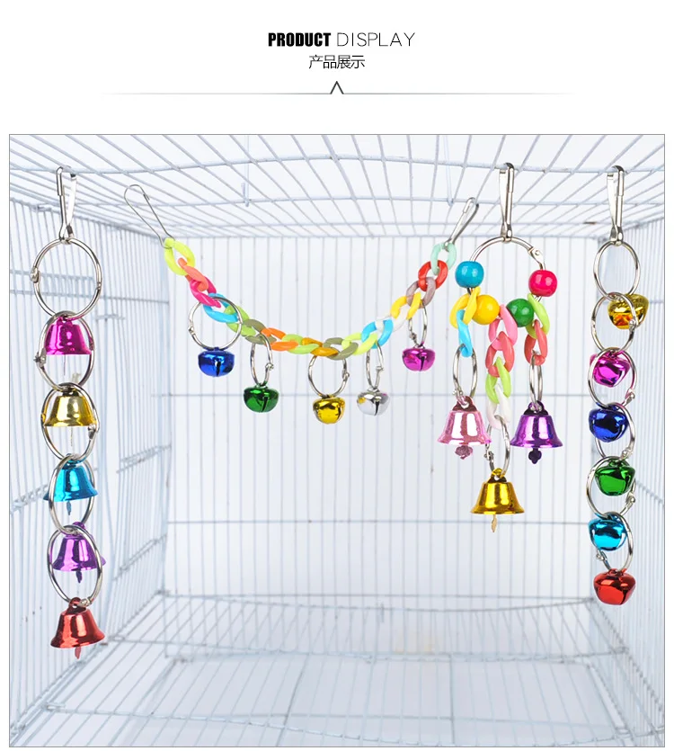 

Bird Parrot Colorful Bell Toy Hanging Colorful Swing Chewing Toys Bells Parrots Hamster Cage Funny Swing Supplies