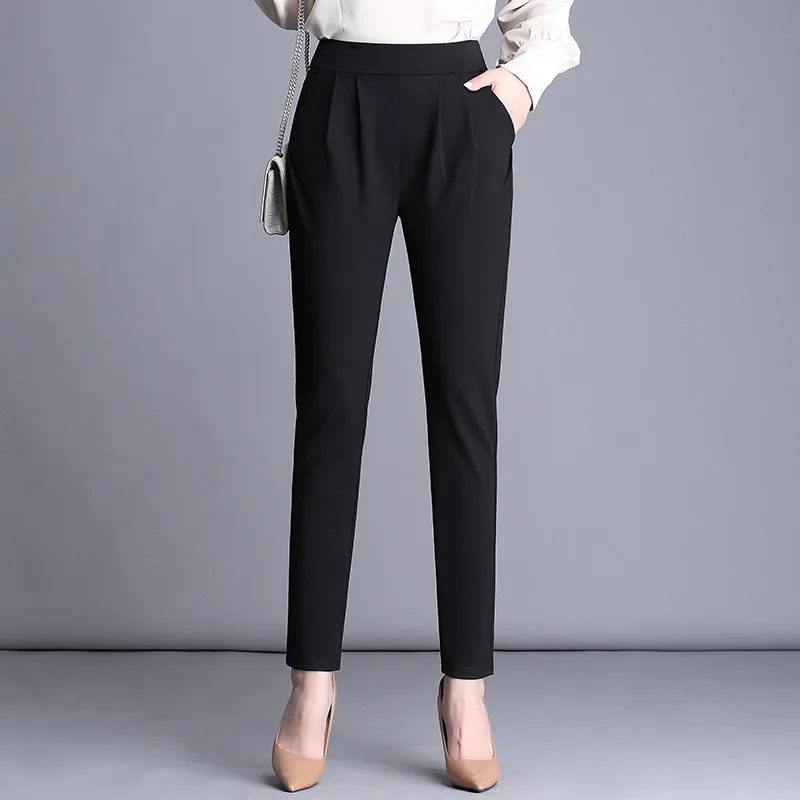 

pants women's spring and summer high waist loose casual pants 2021 large stretch black pants radish leg pants women's pants