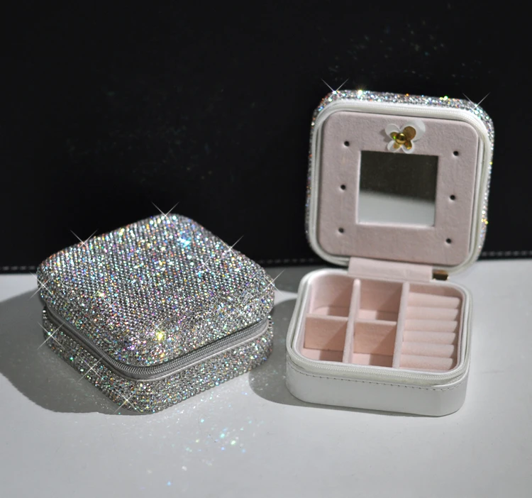 Pаспродажа Bling Портативный мини-шкатулка для украшений обручальное кольцо подарочные коробка-подушка для ювелирных изделий серьги коробка дорожная к...