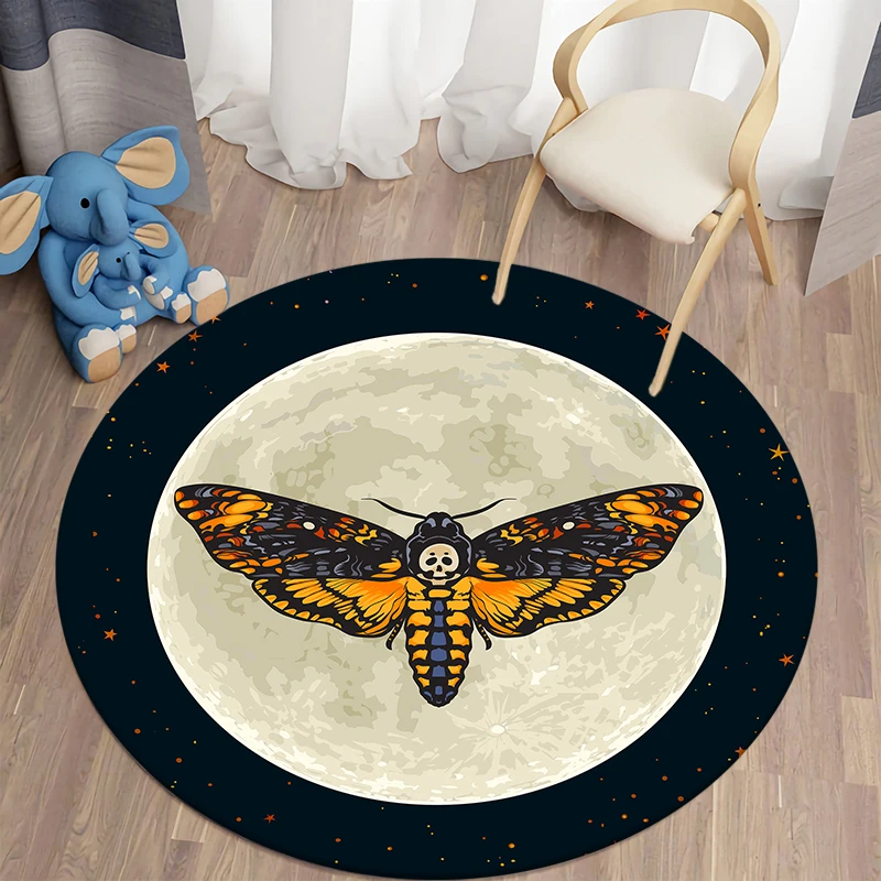 Ковры Death Moth для гостиной коврик готический круглый ковер с черепом напольный