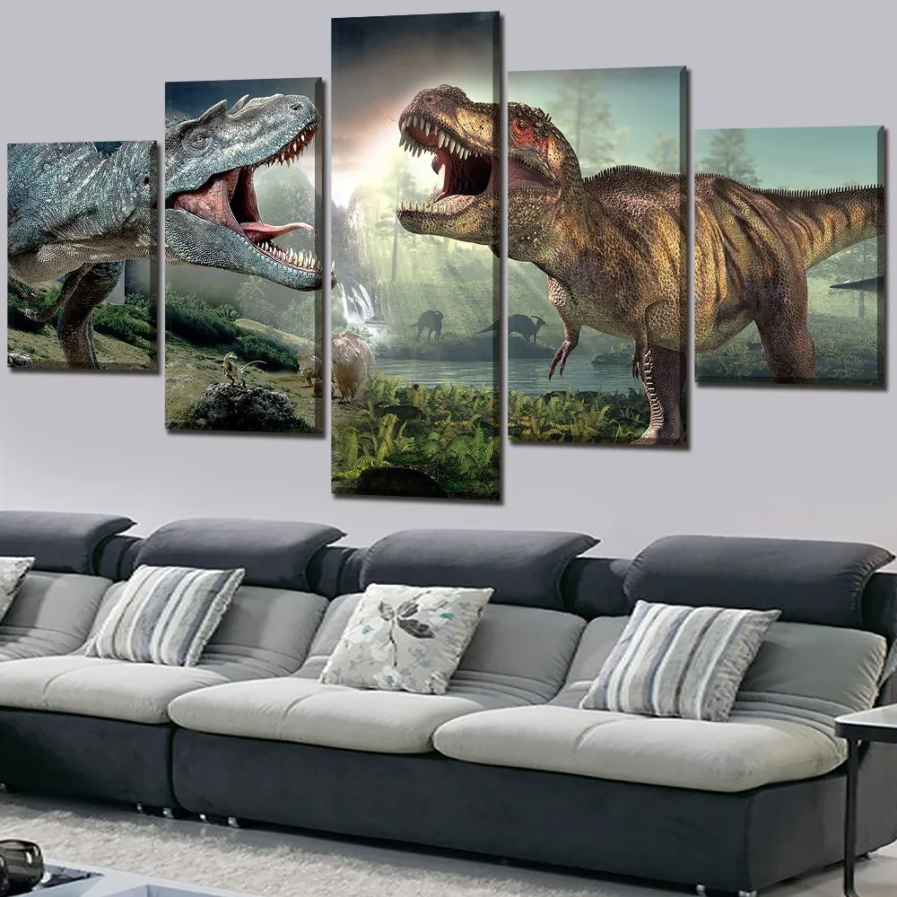 

Home Decor HD Prints Canvas Painting 5 Pieces Dinosaur Movie Wall Art Modular For Living Room Pictures Artwork Framework Poster