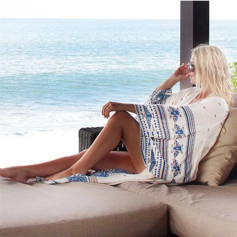 Летняя Пляжная шифоновая накидка новая романтичная с принтом парео Пляжное