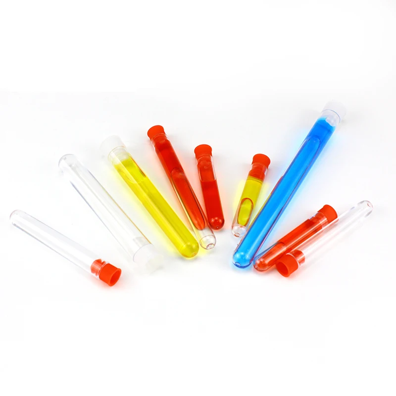 10pc Lab Clear Plastic Test Tube Transparent Laboratory Round Bottom Vial with Cap for Experiment Supplies container 12*100 |