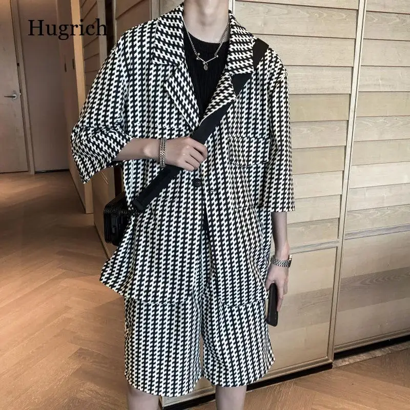 

Summer Men's Two Piece Clothes Suit Jackets Short Sleves Clothing Man Sets Shorts Tracksuits Leisure Tracksuit Men Sets