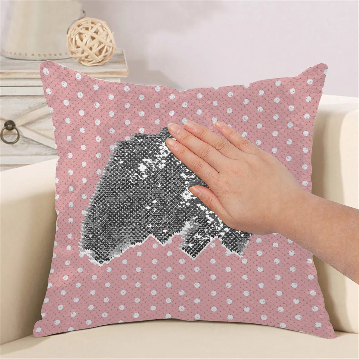 Белая волнистая розовая наволочка с блестками Волшебная меняющая цвет