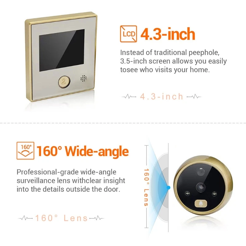 

4.3 Inch LCD C07 Digital Door Viewer Intelligent Visual Door Eye Night Vision Motion Detection Home Safety Door Doorbell Drop