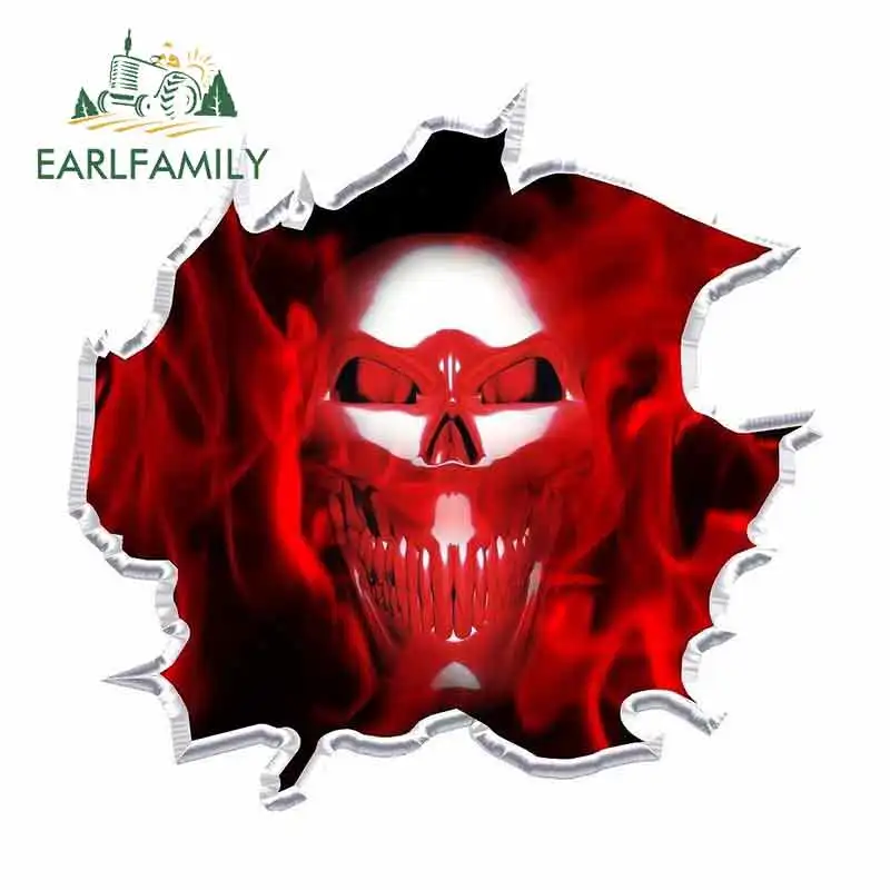 EARLFAMILY 13 см x 12 5 для красных рваных наклеек с пламенным черепом забавные наклейки