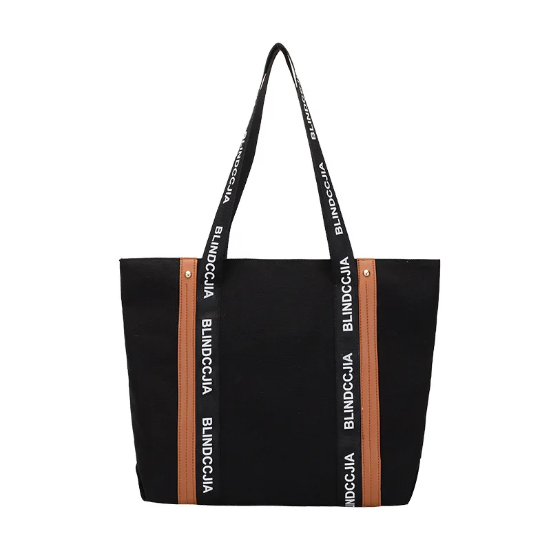 

2021 Summer Letter Printing Western Style Canvas Forest Small Fresh Women Simple Wild Tote Single Shoulder School Shopping Bag