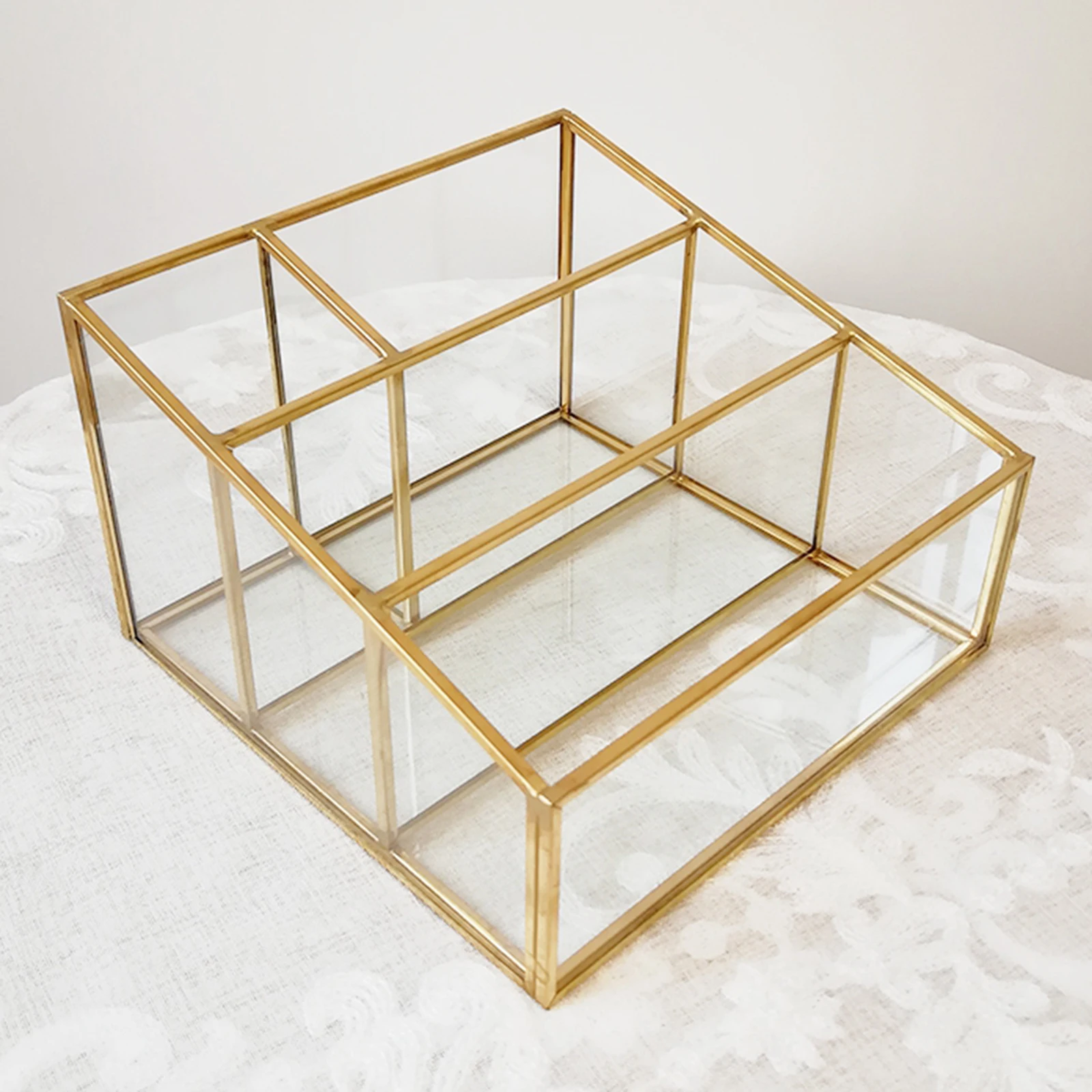 

Cosmetic Storage Box Drawer Makeup Organizer Tabletop Glass Containers Case For Cosmetics