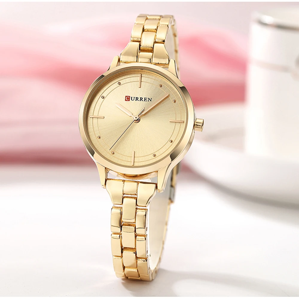 CURREN Модные кварцевые часы из нержавеющей стали роскошные женские наручные