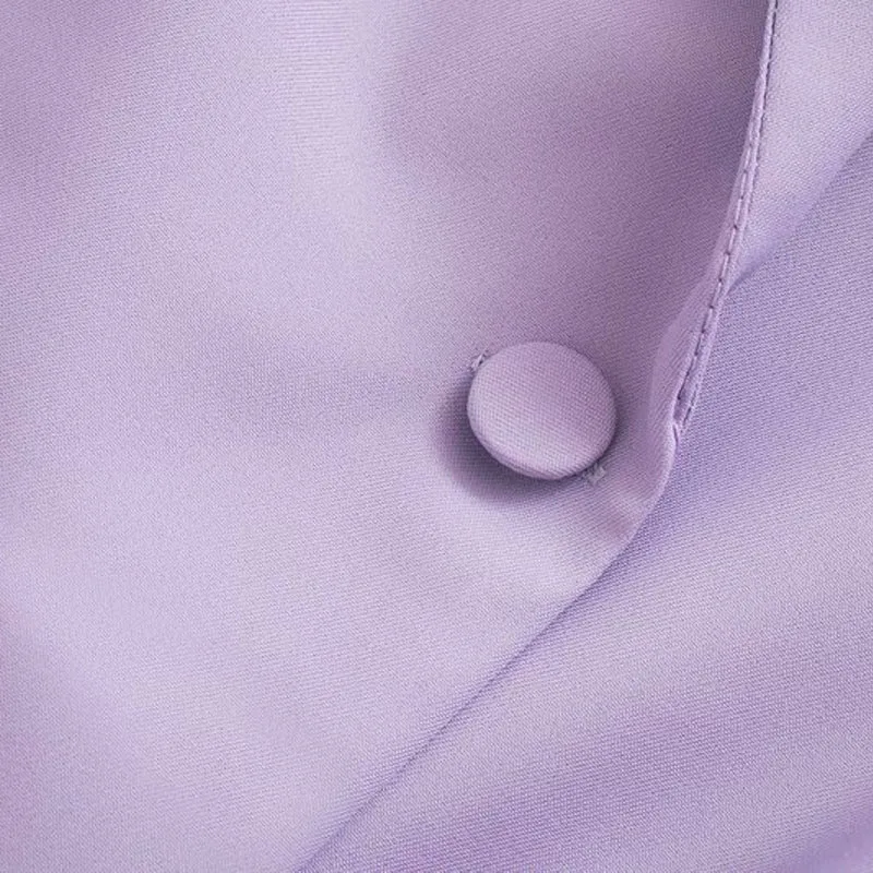 

French Retro Minimalist Wild Purple Lapel Long Sleeve Single-breasted Chic Female Jacket Wild and Wild Career Women's Coat