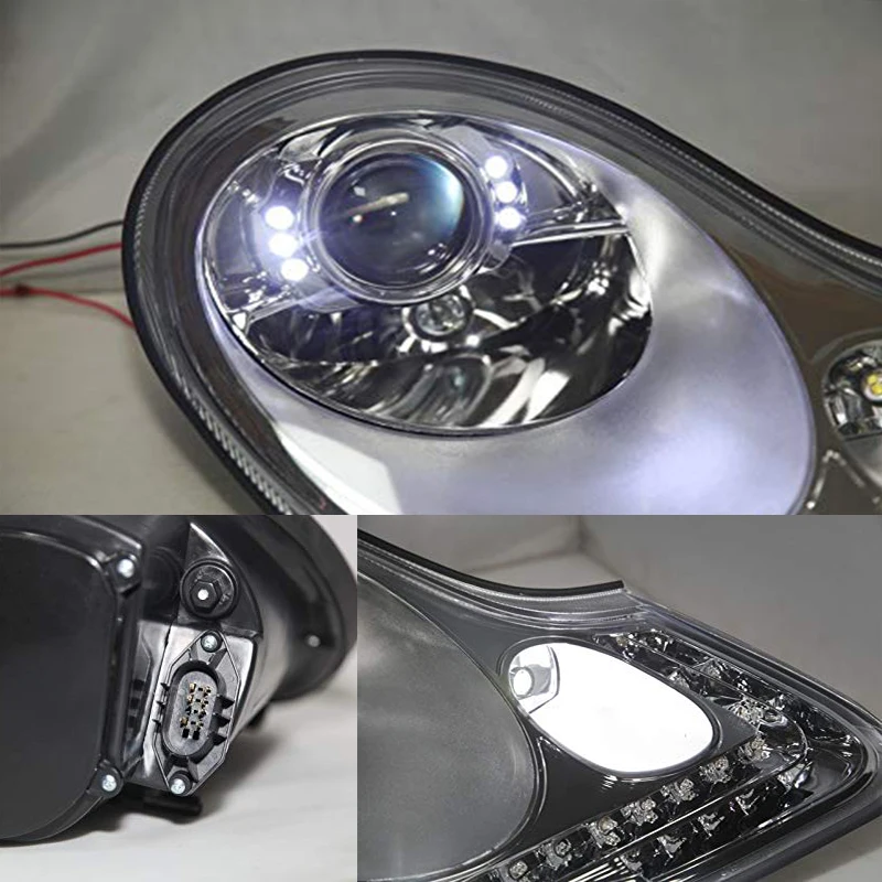 1 пара для Porsche Boxster 996 911 светодиодный головной фонарь серебристый передний свет фары