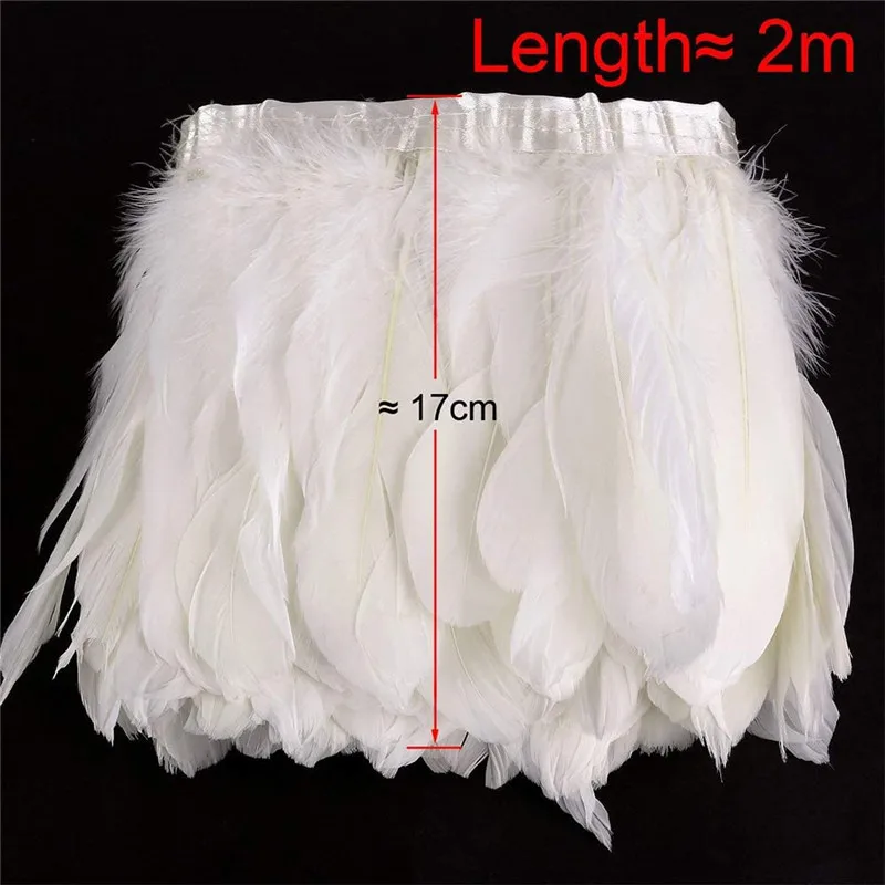 Украшение лентами из белого гусиного пера 2 м/лот 15-20 см перья сделай сам для