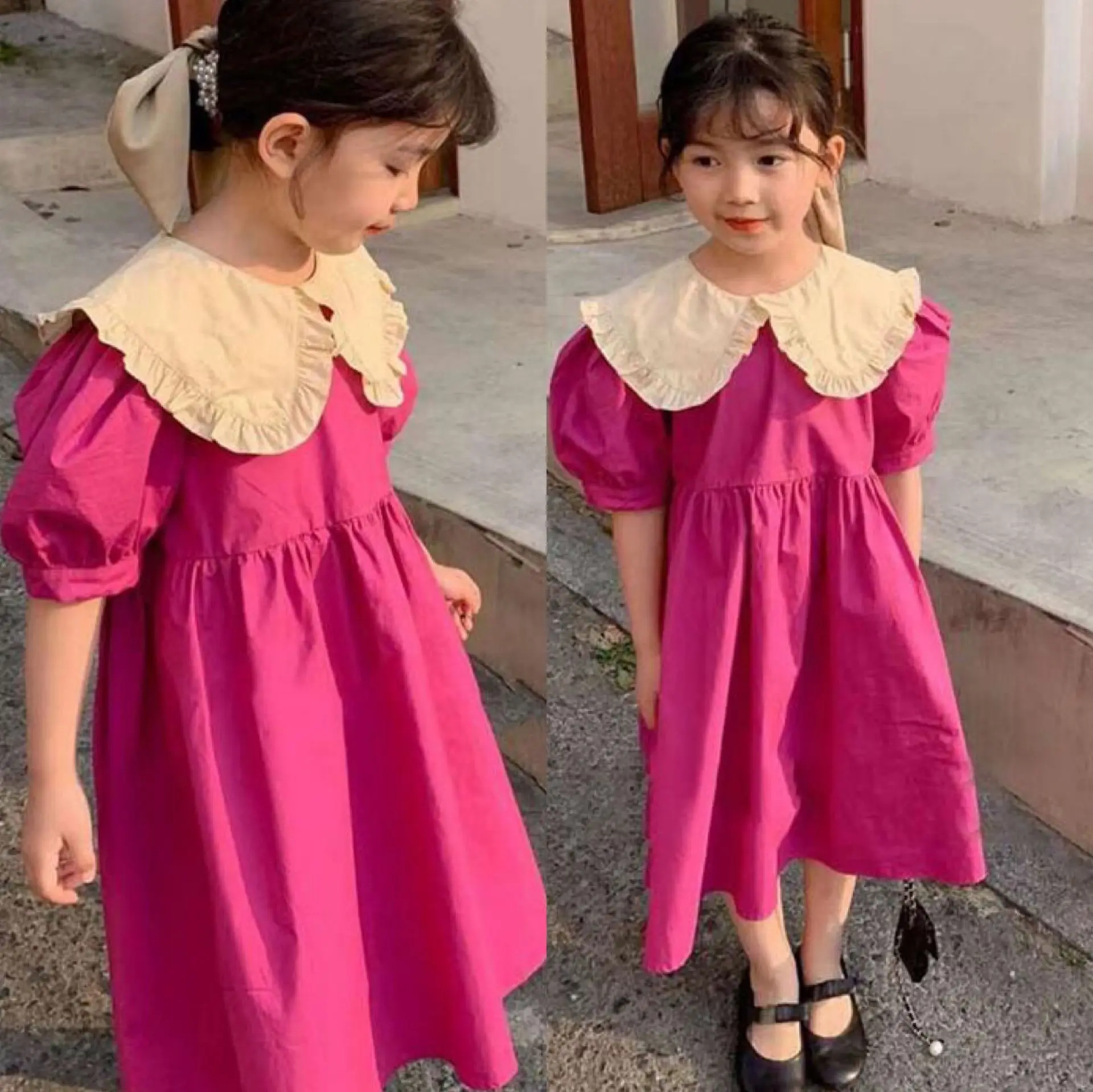 

Children's Large Lapel Dress Kids Summer Princess Dress Girls Dresses Kids Summer Kids Costume Girls Dress Party Casual Dress