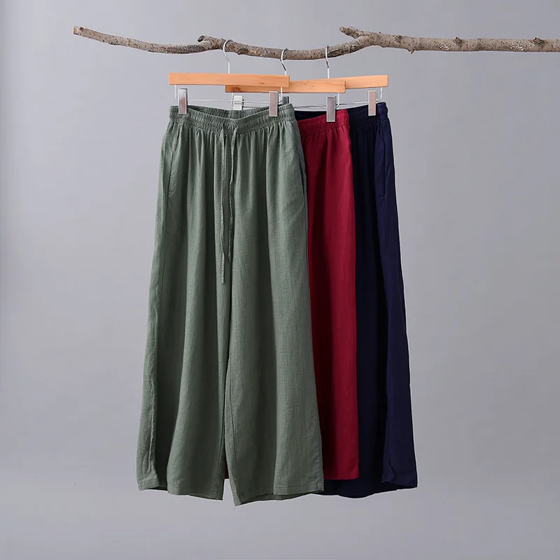 

Aransue Cotton And Linen Wide Leg Pants Women High Waist Drooping Feeling New Trousers Summer 2020 Casual Straight Pantalones