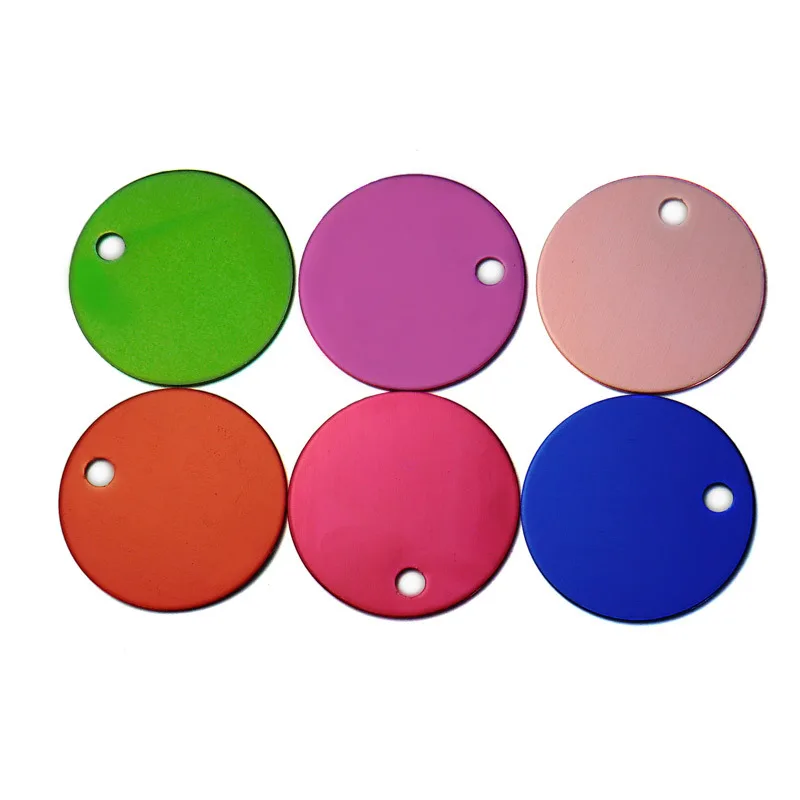 

Wholesale 100Pcs Round Tags Dog Pet Id Tags Aluminum Anodizing Engraved Dog Number ID Tag Card Charm Personalized
