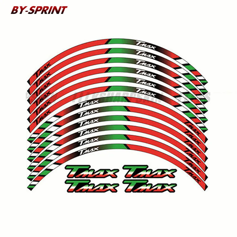 

For YAMAHA TMAX 530 500 TMAX530 TMAX500 Motorcycle 12 X Thick Edge Outer Rim Sticker Stripe Wheel Reflective Decals Stickers