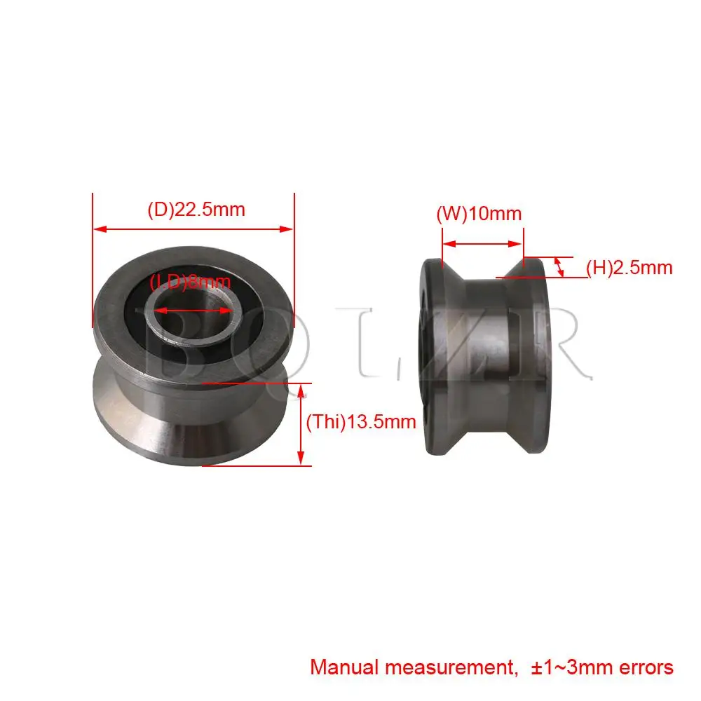 

BQLZR Silver Steel 22.5mm OD Ball Bearing Pulley Sliding Roller 8mm ID