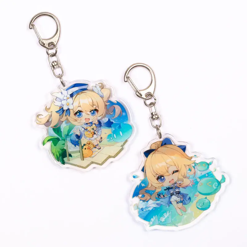 

Anime Keychain Genshin Impact Qing Barbara Island Holiday Swimwear Key Chain Women Accessories Cute Bag Pendant Key Ring Gifts