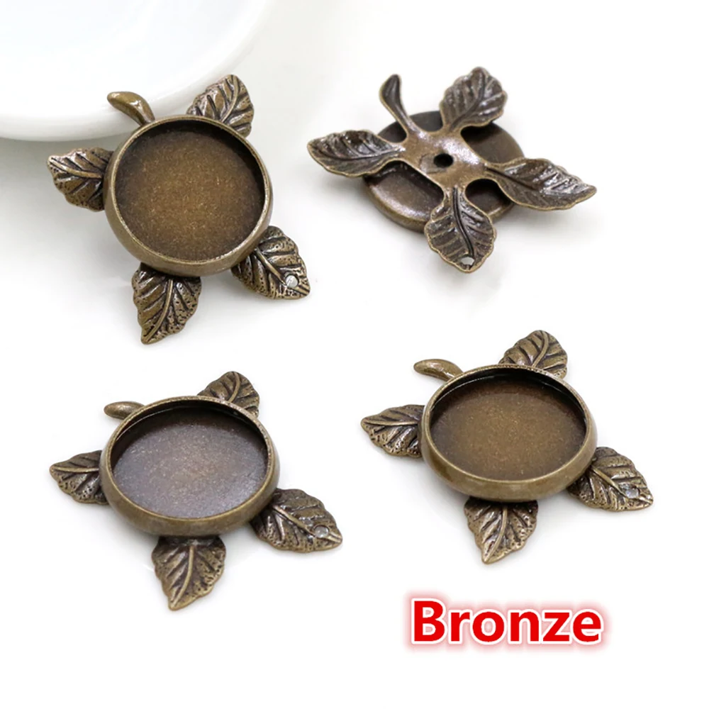 10 шт 12 мм Внутренний размер 4 цвета покрытый латунный материал лист стиль кабошон