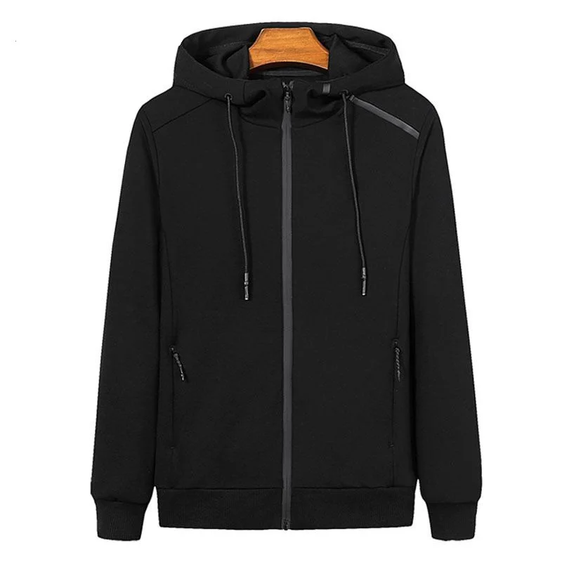 Черный Мужские толстовки больших размеров 6XL 7XL 8XL 9XL 10XL с длинными рукавами на молнии красного и черного цвета, большие размеры, повседневная мужская Толстовка на осень и зиму - Цвет: Черный
