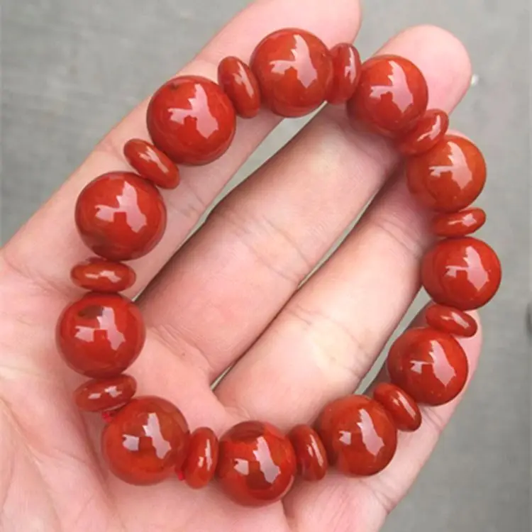 Красивый красный нефритовый браслет 12 мм дорогой Nan Hong carnelian бусина мала амулет на