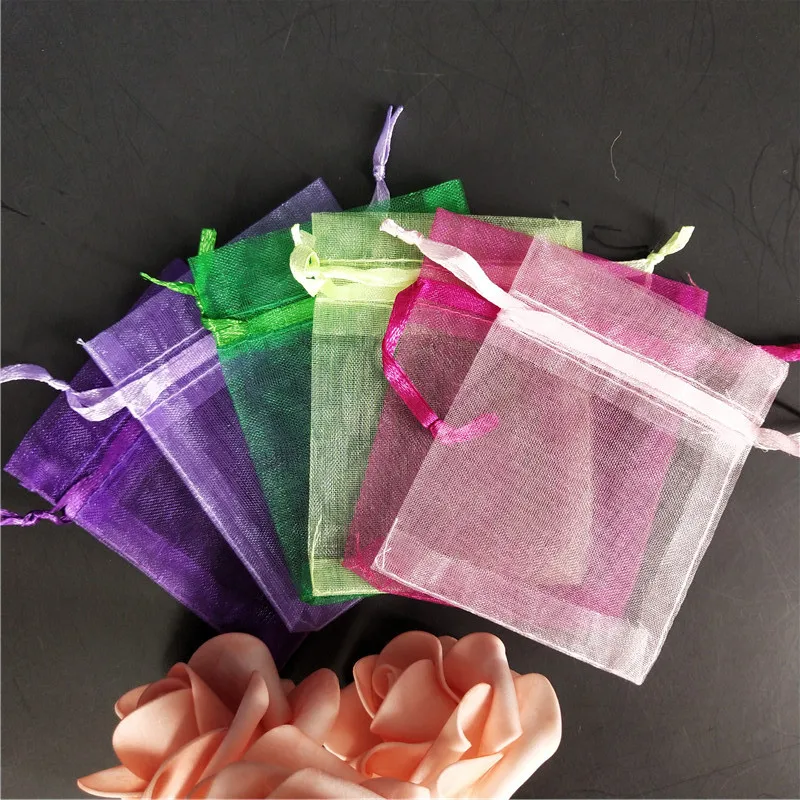 50Pcs Organza Gift Bags Sheer Gauze Element Bag Jewelry Packing Drawable Wedding Decor 5Z | Дом и сад