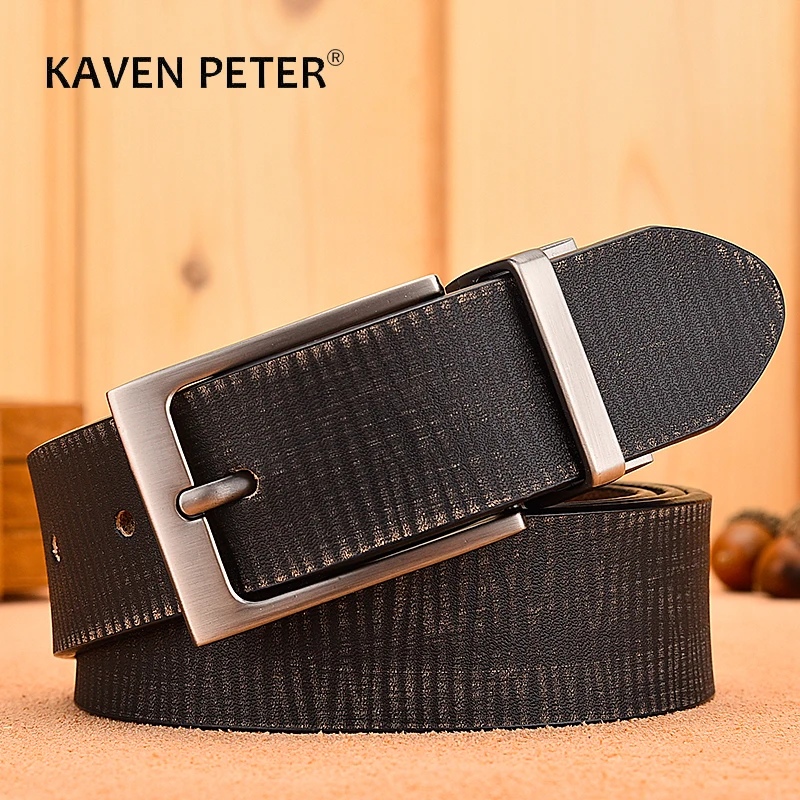 

Men Vintage Belt For Jeans High Quality Male Classic Genuine Leather Belts 3.5 Width Cowskin Strap With One Layer Leather