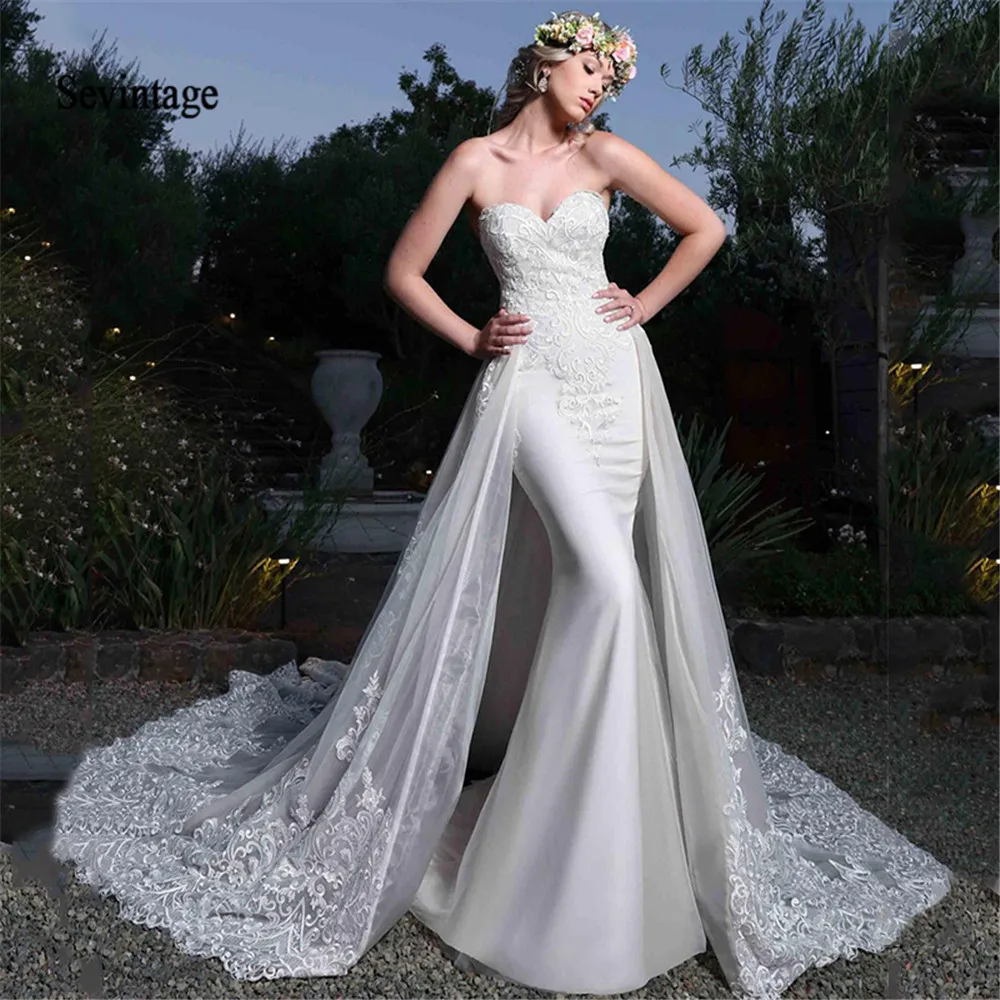 Платье женское свадебное со съемным шлейфом и кружевной аппликацией | Свадьбы