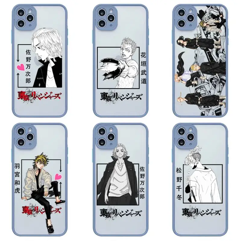 

Tokyo Revengers Manjiro Sano Phone Case For iphone 12 11 Pro Max Mini XS 8 7 Plus X SE 2020 XR Matte Transparent Light gray