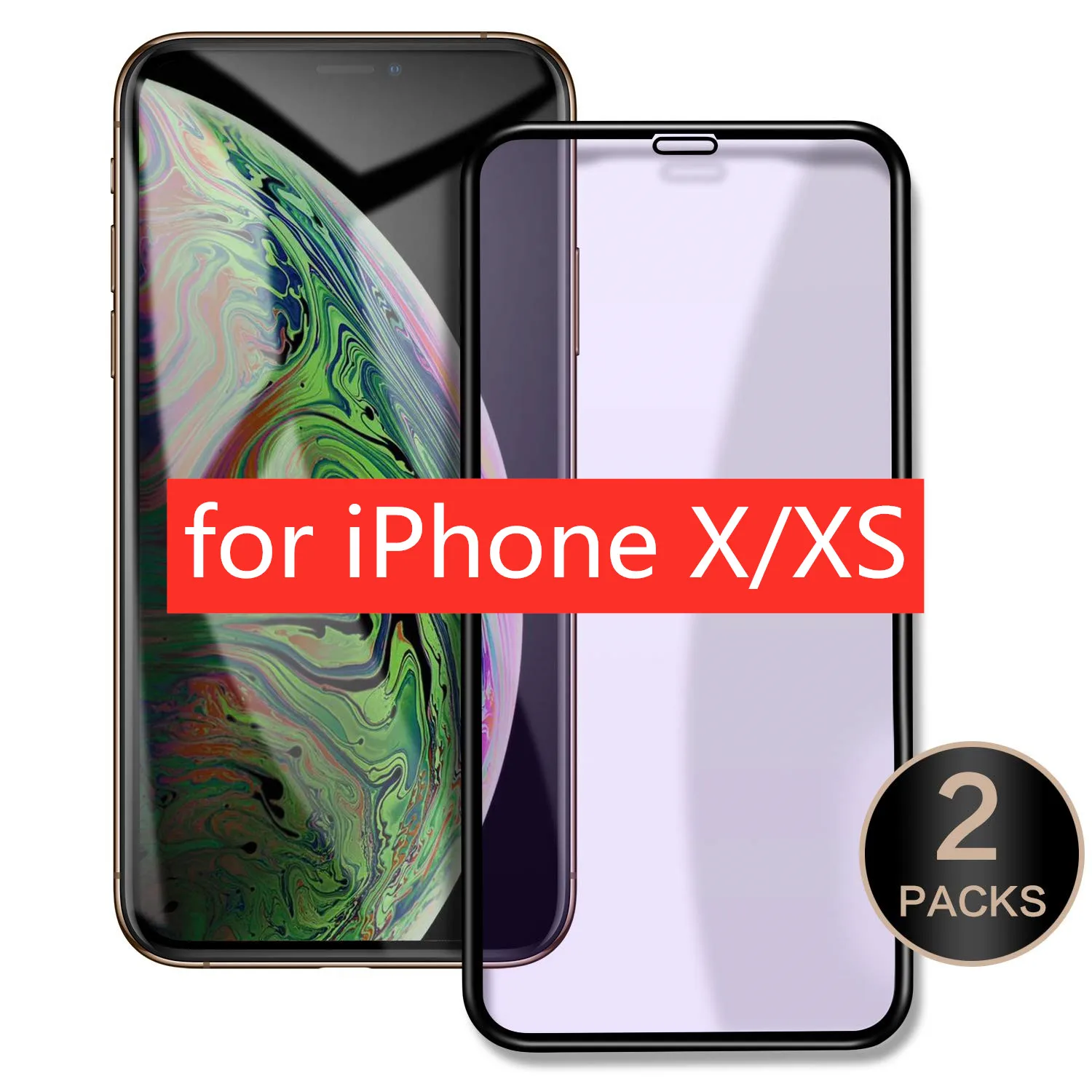[2 шт] протектор экрана из закаленного стекла для iPhone Xs Max XR 8 8 Plus анти-синий луч 3D изогнутая поверхность стеклянная пленка 3D Touch - Цвет: iXXS