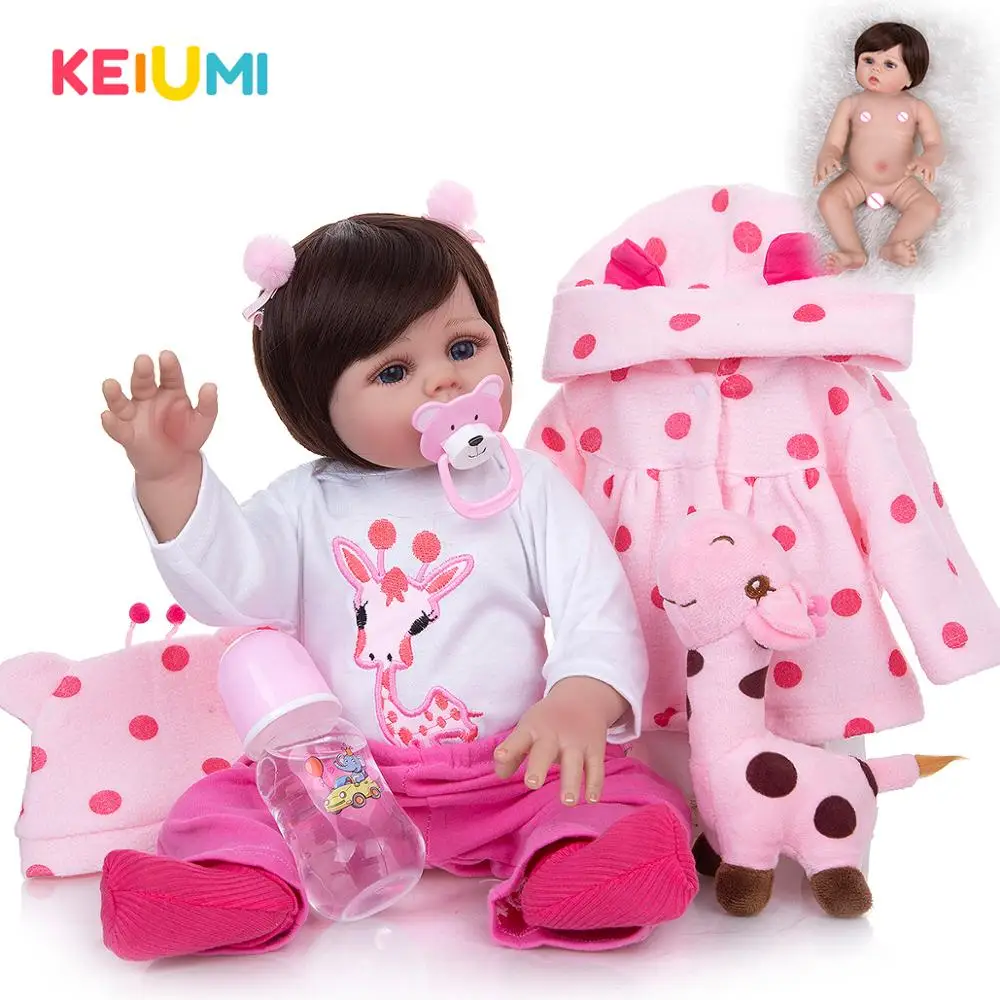 Быстрая доставка 19 дюймов милые куклы для новорожденных полностью силиконовые