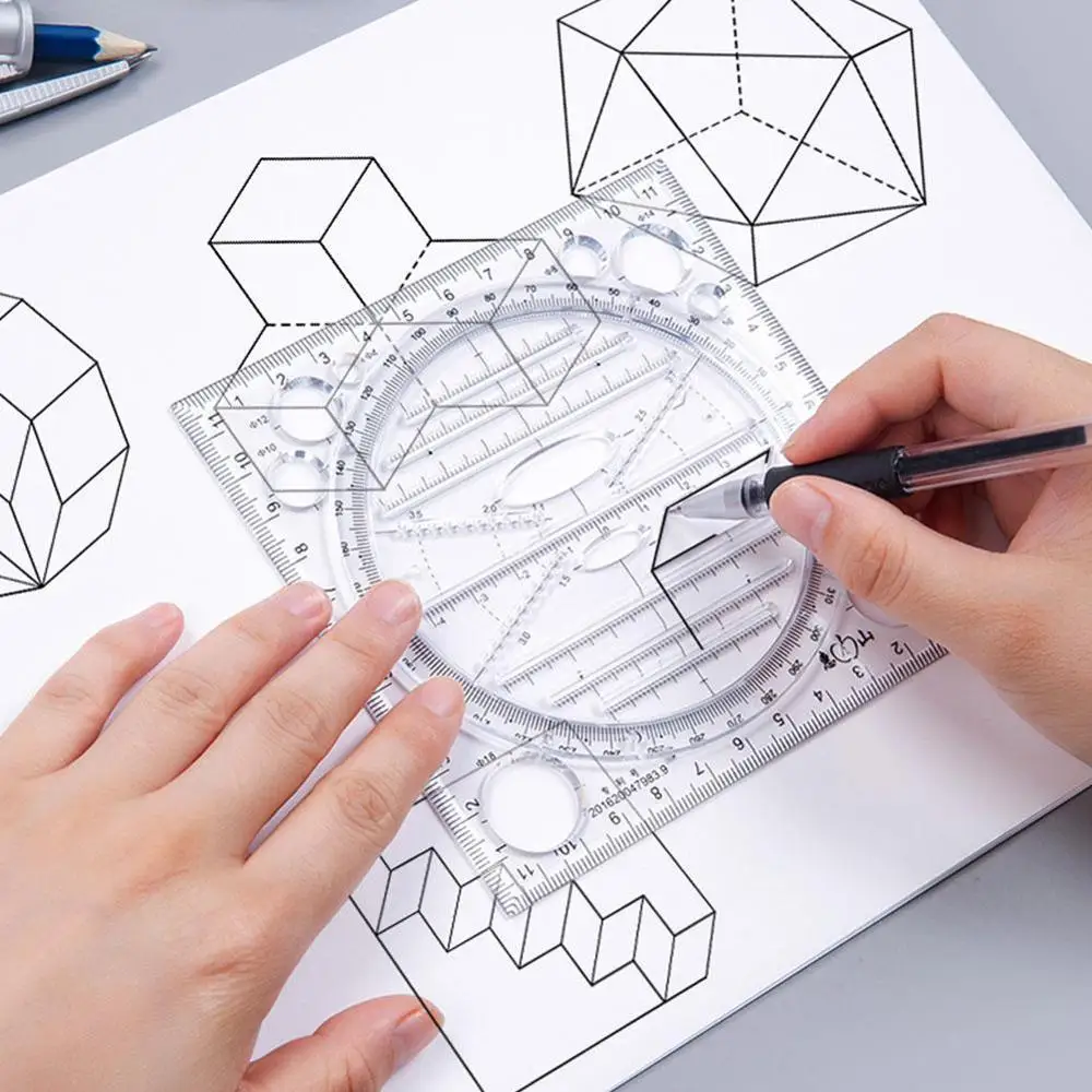 

Multi-function Art Design Drawing Ruler Stereo Geometry Ellipse Template Ruler School Accessories Bow Shape Plotter Ruler