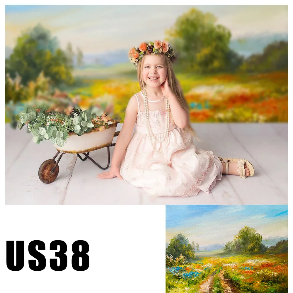 

Фон для фотосъемки детей, картина маслом, Сельский пейзаж, природа, Фотофон, фотостудия, портретные обои