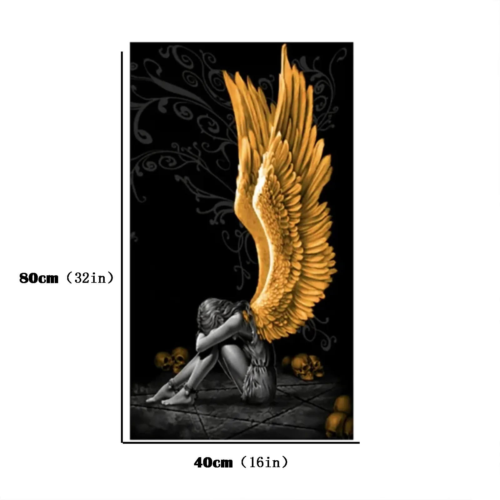 Картина с дьяволом и ангелом серые персонажи крылья Череп плакаты принты на