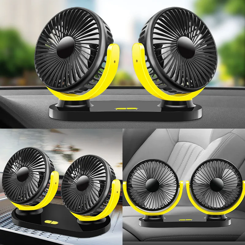 

Vehicle Fan 12V 24V General Motors Small Electric Fan Large Freight Vehicle Dual Head Shaking USB Fan
