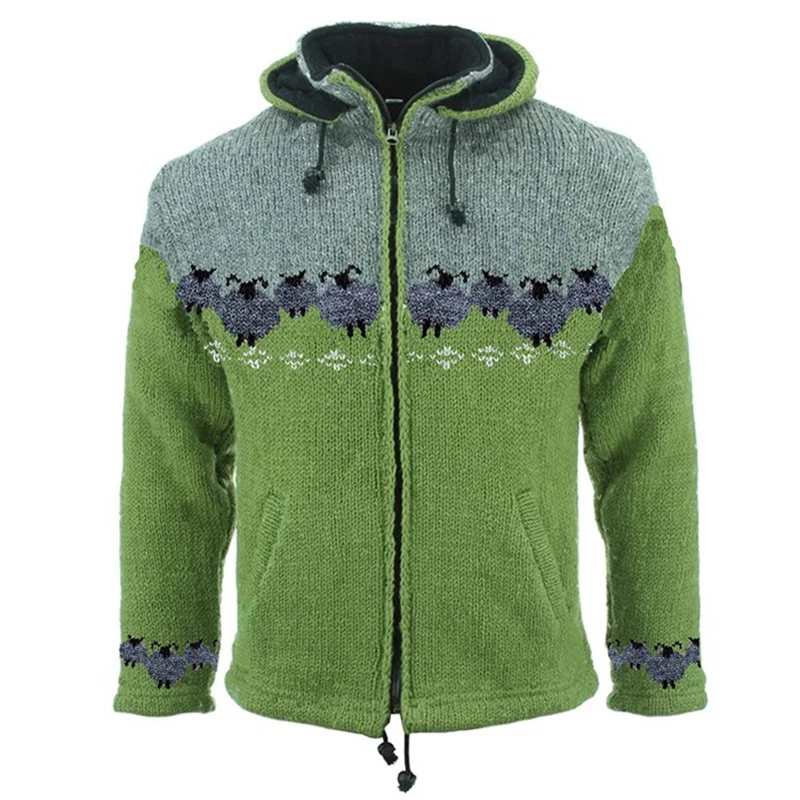 

Men Panda Knitted Sweaters Sheep Streetwear Winter Casual Vintage Loose Couple Knitted Oversize Zipper Knit Jacket Tops