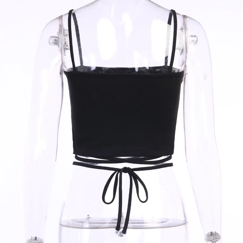 Майка женская на шнуровке InsGoth готический облегающий кроп-топ в стиле Харадзюку