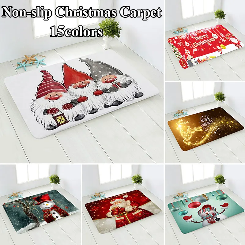 

Durable Colorful Cartoon Bedroom Carpet Printed Anti-slip Multi-choice Mat Christmas Snowman Anti-slip Geometric Comfortable Mat
