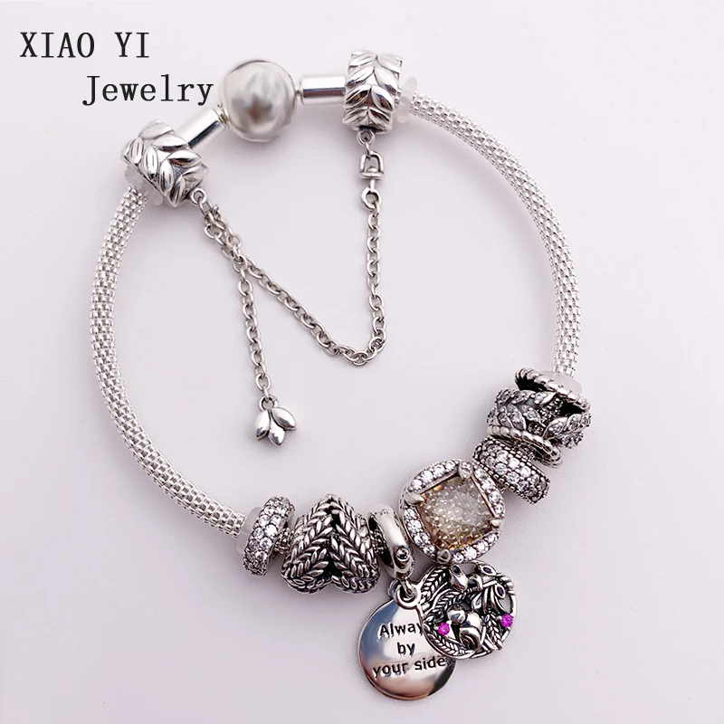 XIAOYI, 925 пробы, серебро, серебро, сверкающее зерно, урожай водоворота, коллекция браслетов, набор женских ювелирных изделий, подарок