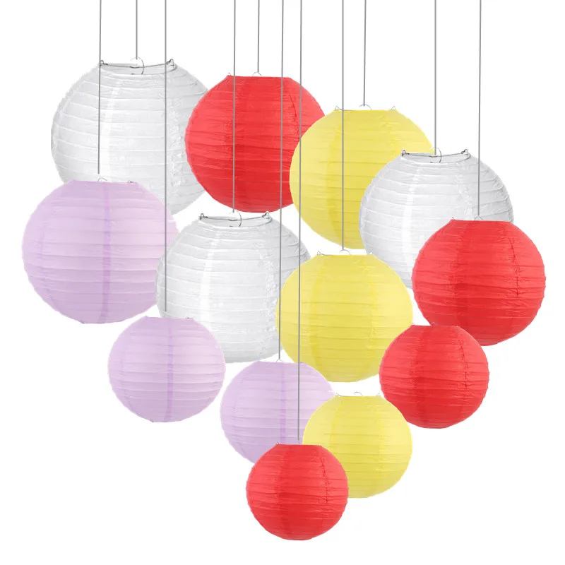 Красный и белый Китайский бумажный фонарь 30 шт./компл. 6 8 10 12 дюймов праздничный