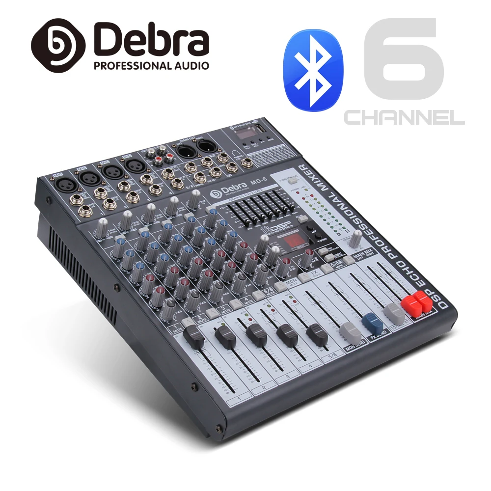 Хорошее качество, чистый звук! 6 микшер каналов цифровой аудио dj контроллер с 48В Мощность usb-слот для Запись этап