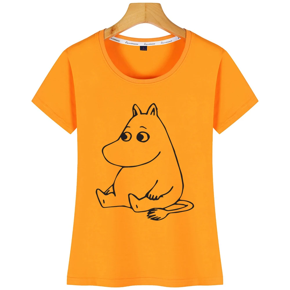 Топы футболка женская Муми-тролль мультяшный принт забавная хлопок повседневная