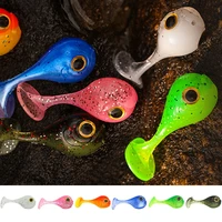 6pcslot big head soft lure artificial t tail soft fishing silicone bait whale shaped fishing soft lure outdoor fishing part