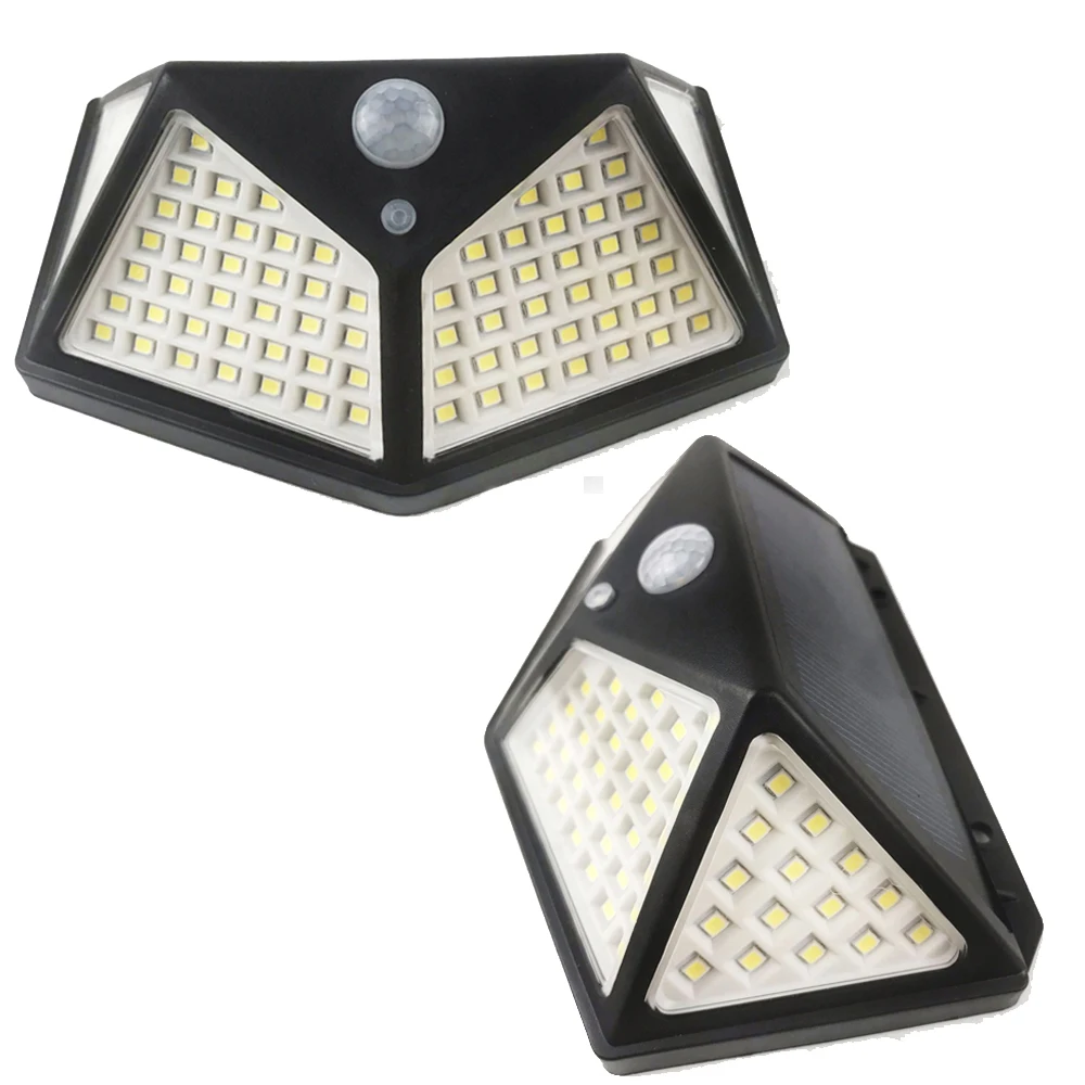 A2 solar lamp lantern 100/114 LED light 4-side 2400mA PIR motion sener Garden outdoor Patio Yard Wall Driveway Fence