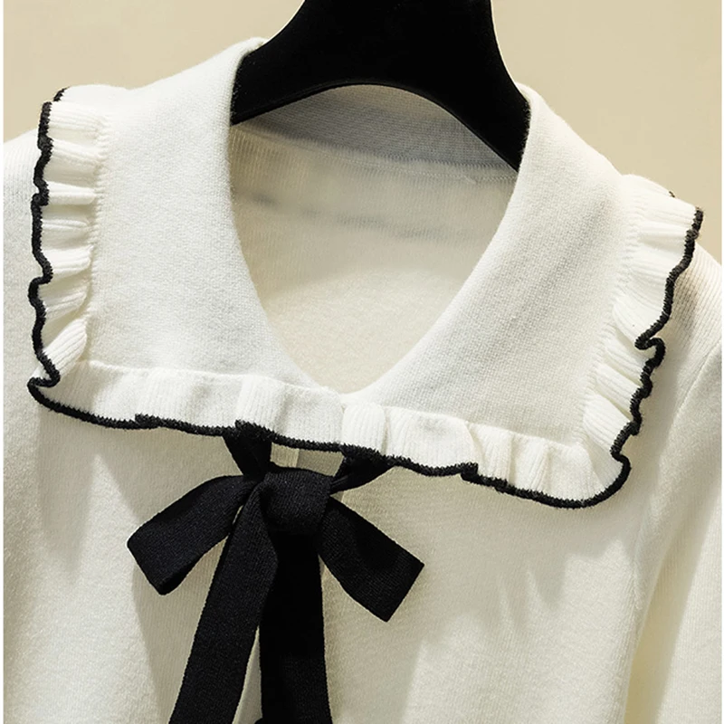 

LJSXLS Pull Femme 2020 Autumn Korean Soft Sweater Women Bow Knitted Sweaters Pullovers Butterfly Sleeve Winter Womens Clothes